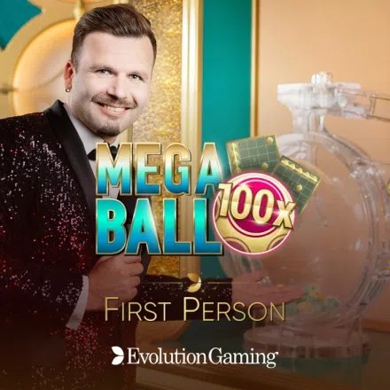 First Person Mega Ball logo – Table Games by Evolution at rewards-casino