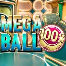 Live Dealer logo of Mega Ball 100x from Evolution at rewards-casino