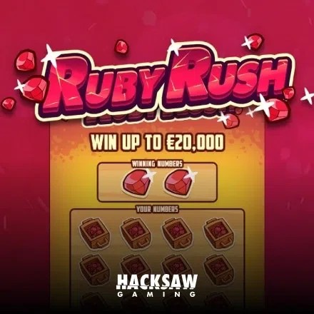 Ruby Rush logo – Lottery by Hacksaw Gaming at rewards-casino